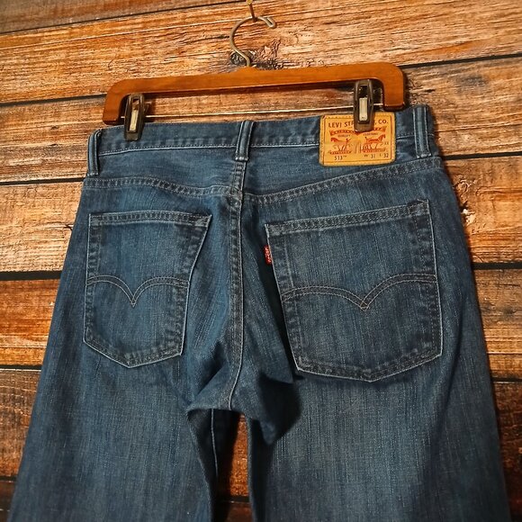 Levis Jeans Mens 31X31 513 Slim Straight Dark Blue Denim Low Stretch - Picture 5 of 7